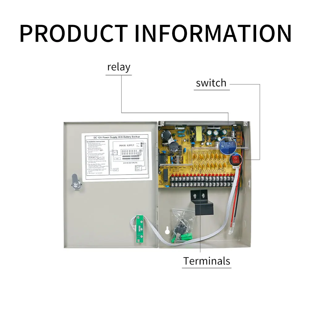 DC12V 3A 5A 10A 20A UPS Power Supply Box 12V UPS Support Battery For All Kinds of Electric Door Lock With Time Delay