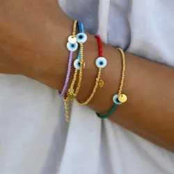 Vlen Evil Eye Protection Bracelets for Women Boho Stackable Handmade Beaded Bracelet Adjustable Jewelry Gifts for Her