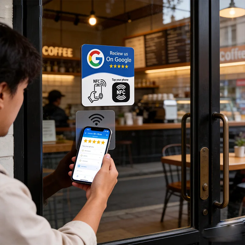Programmable textured waterproof and wear-resistant self-adhesive NFC sticker NFC215 13.56MHz, diameter≈10 cm. Google review