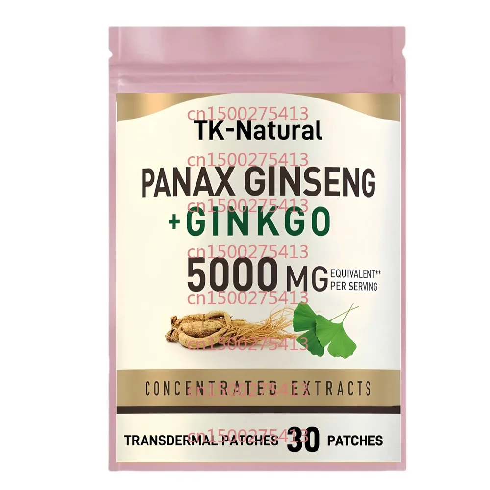 

30 пластырей Panax с женьшенем и гинкго билоба для энергии, ментальной фокусировки и поддержки иммунитета