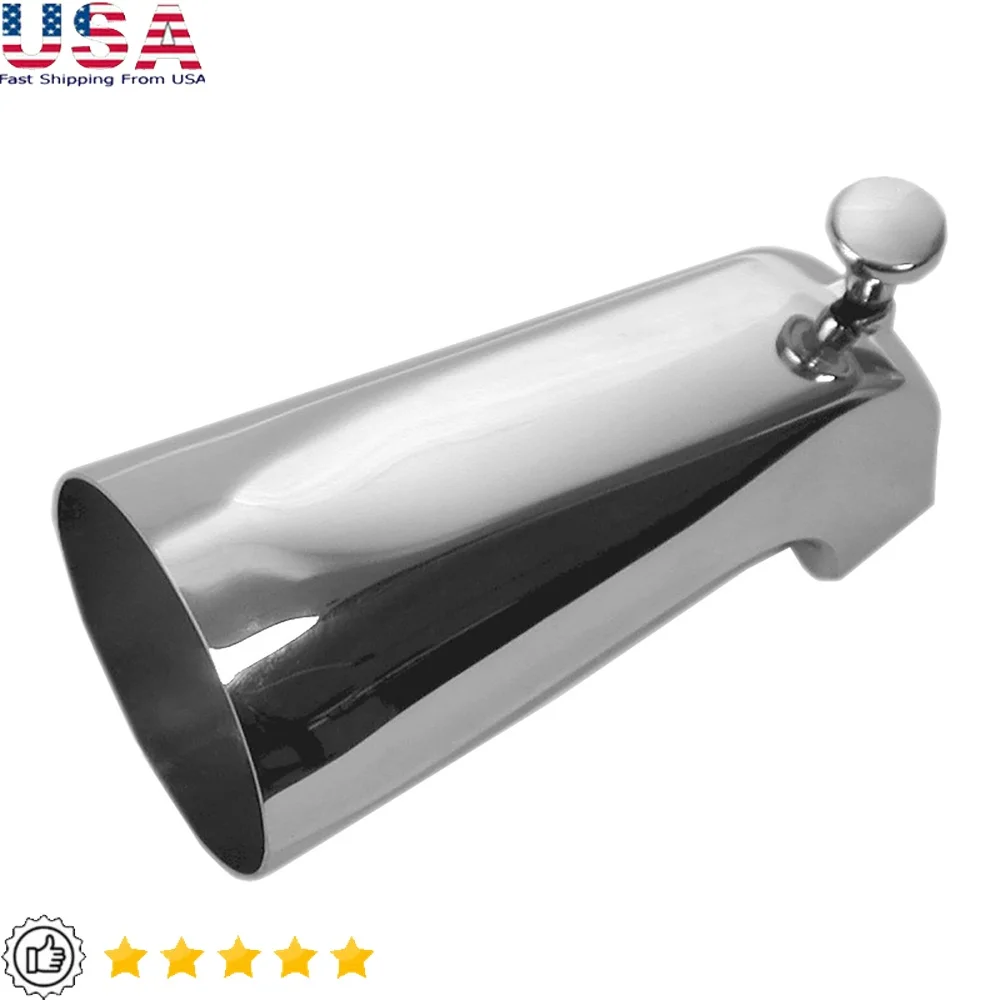 

Излив для ванны в ванной комнате с передним переключателем Хромированный прочный металл Простая установка Универсальная посадка Регулируемый поток Досяг 5 дюймов