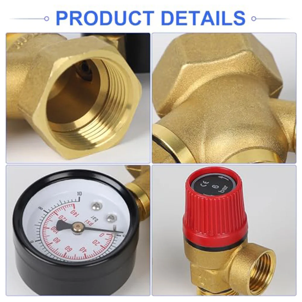 Safety Group Set for Brass Boilers with Pressure Relief Valve to Ensure Safe Operation and Air Vent Efficiency