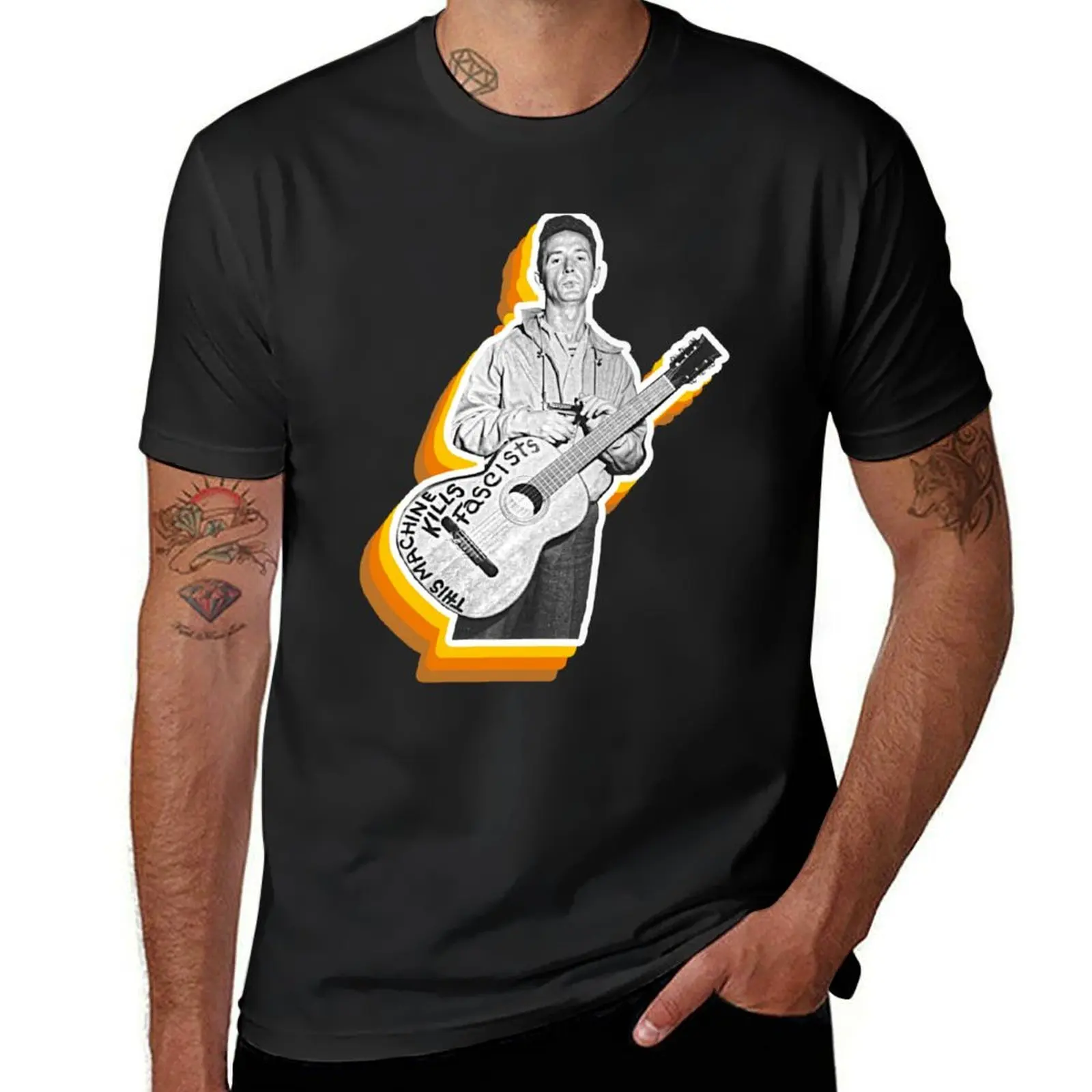 

Woody Guthrie Sepia Folk Singer Songwriter Fan Art T-Shirt anime stuff customizeds man t shirt mens t shirts casual stylish