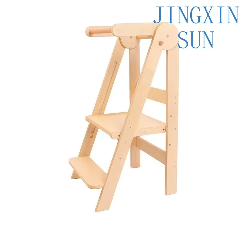 New household solid wood folding tower Foldable learning tower suitable for kitchen bathroom step assistant stool