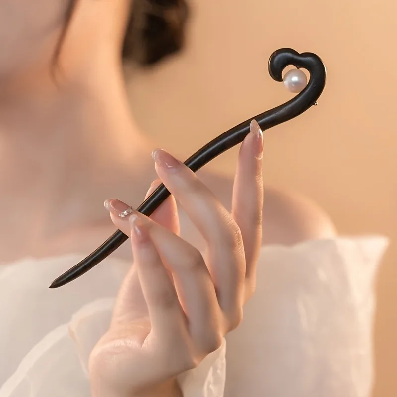 Einfache Holzperlen Modische Damen-Haaraccessoires, Holz-Haarnadel Geschenk für Mädchen, Elegante Haaraccessoires – Detail 1