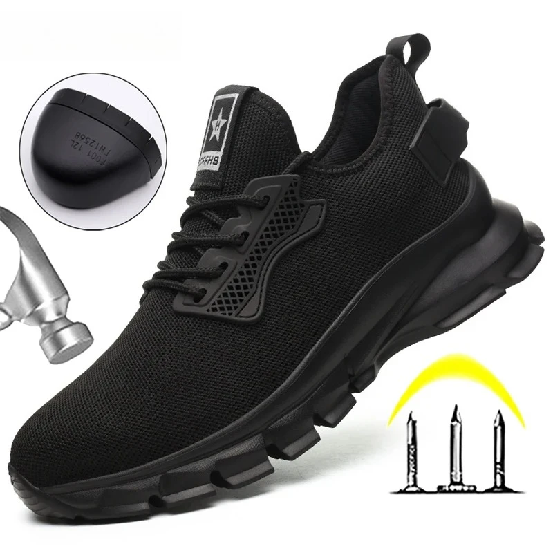 2025 Lightweight Men Safety Shoes Steel Toe Cap work Sneakers Men Protective Shoes Anti-smash Anti-puncture Indestructible Shoes