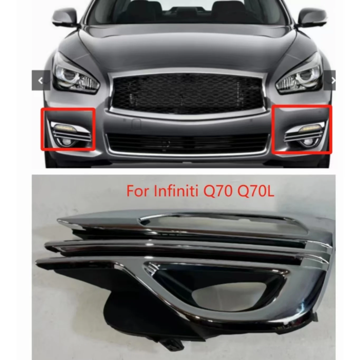 Front Bumper Fog Light Lamp Cover  For Infiniti Q70 Q70L 2016 2017 2018 2019 622564AM2A Foglight Fog Driving Light Bezel