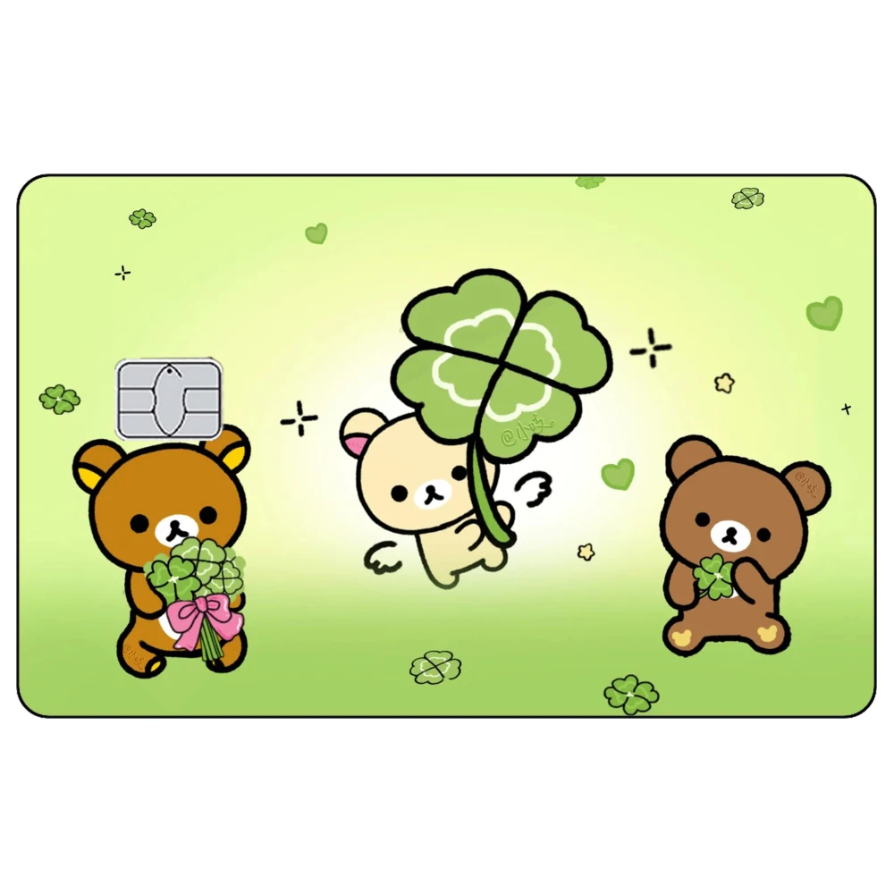 만화 귀여운 신용 카드 스킨 스티커 릴라쿠마 무광 스티커 (비자, JCB, 마스터카드 및 ... - 3