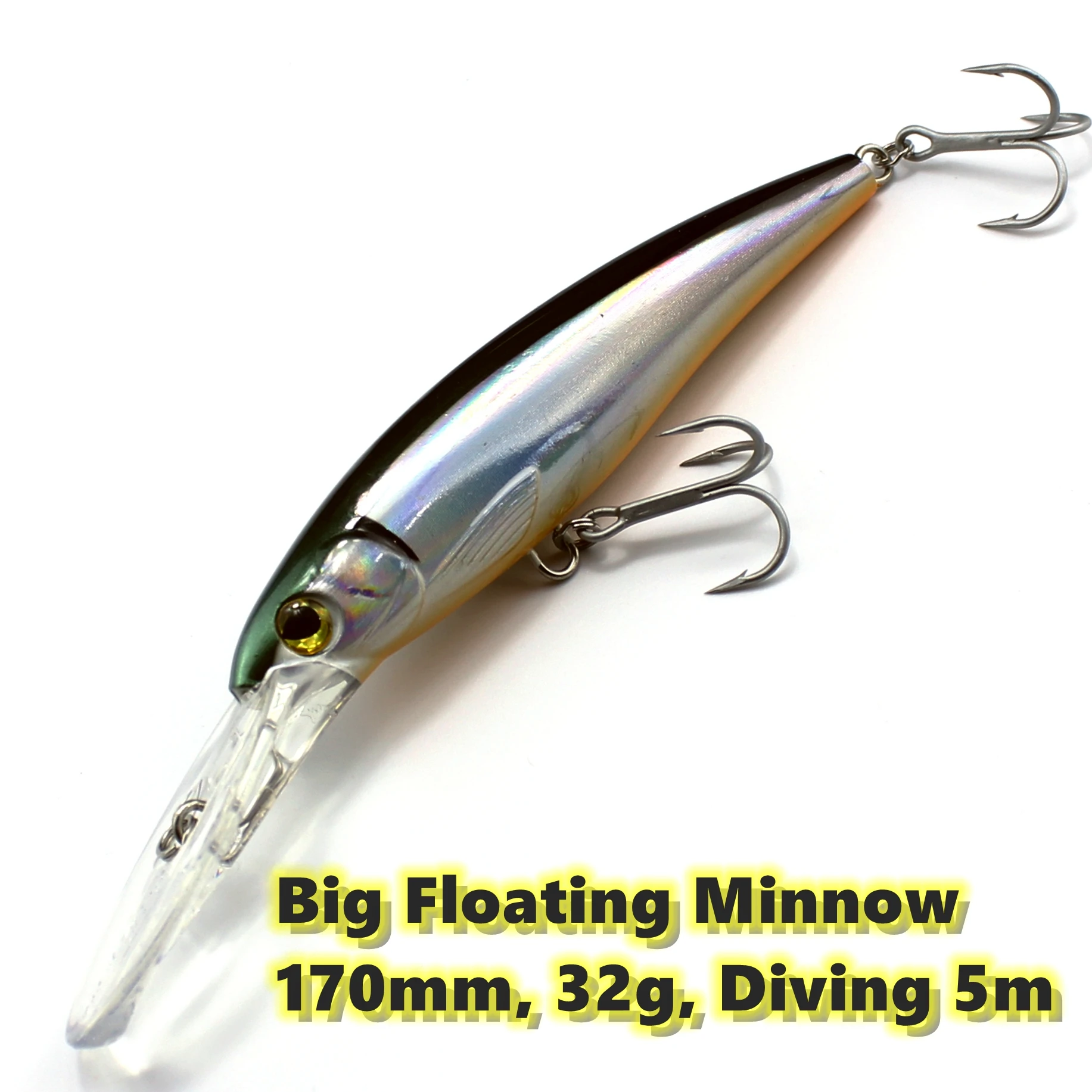 

Crankbait Big Game Fighter Floating Hard Bait, Minnow Crank Fishing Lure, Saltwater Sea Bass, VMC, 170mm, 32g, Diving 5m, 1Pc