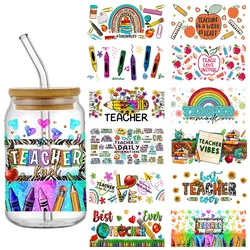 UV DTF Transfer Sticker Teacher For The 16oz Libbey Glasses Wraps Bottles Cup Can DIY Waterproof Custom Decals