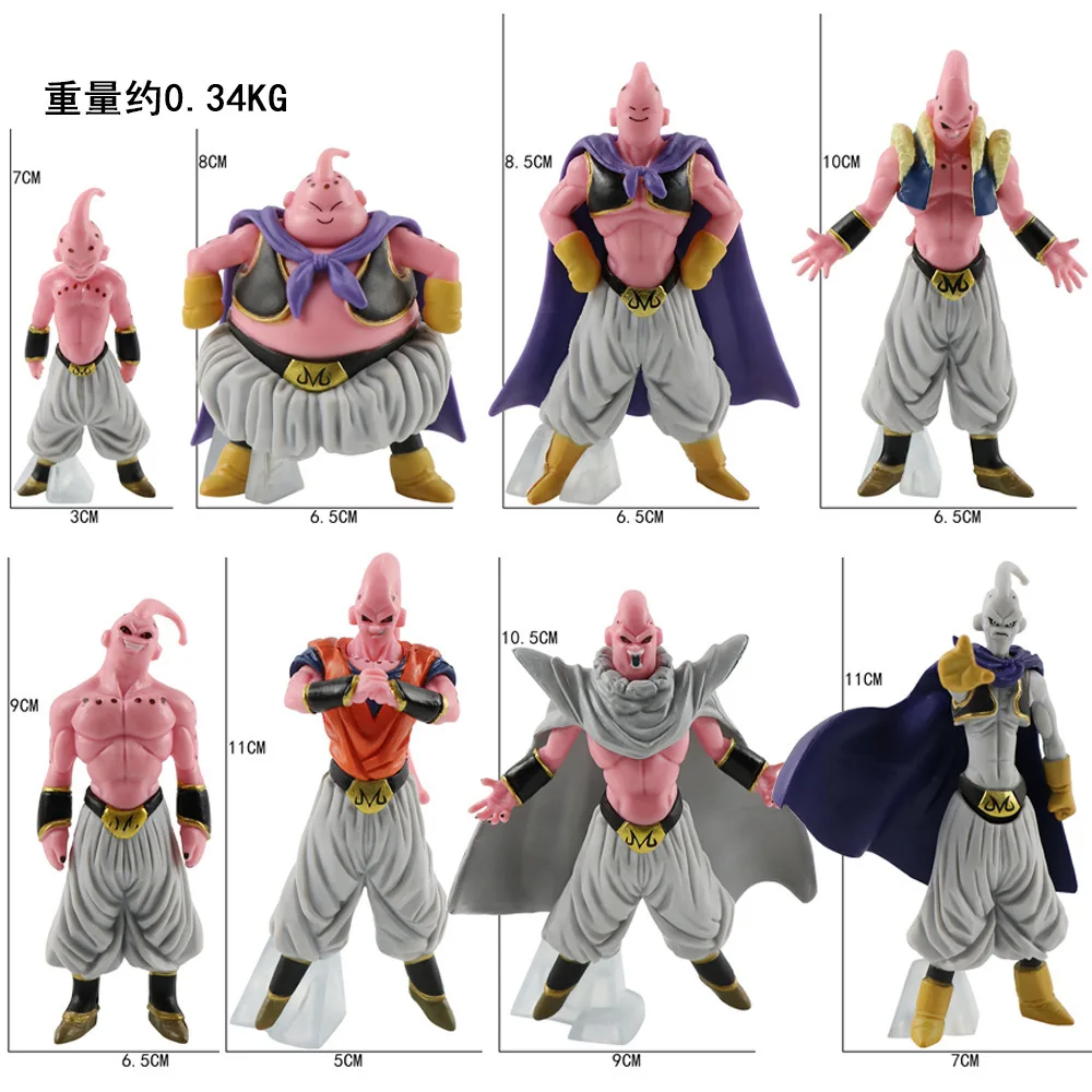 8Pcs/set Dragon Ball Zero Majin Buu Figurine Dbz Figure Super Saiyan Action Figures Collection Pvc Model Statue Children Gifts