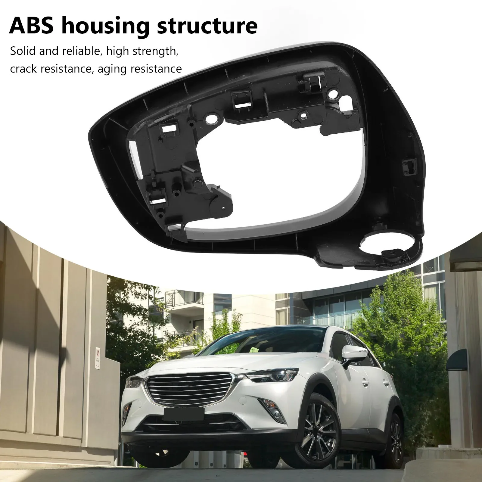 Side Mirror Cover Frame Black Decorative Door Side Wing Rearview Mirror Frame Replacement For Mazda CX‑3 CX5 Left
