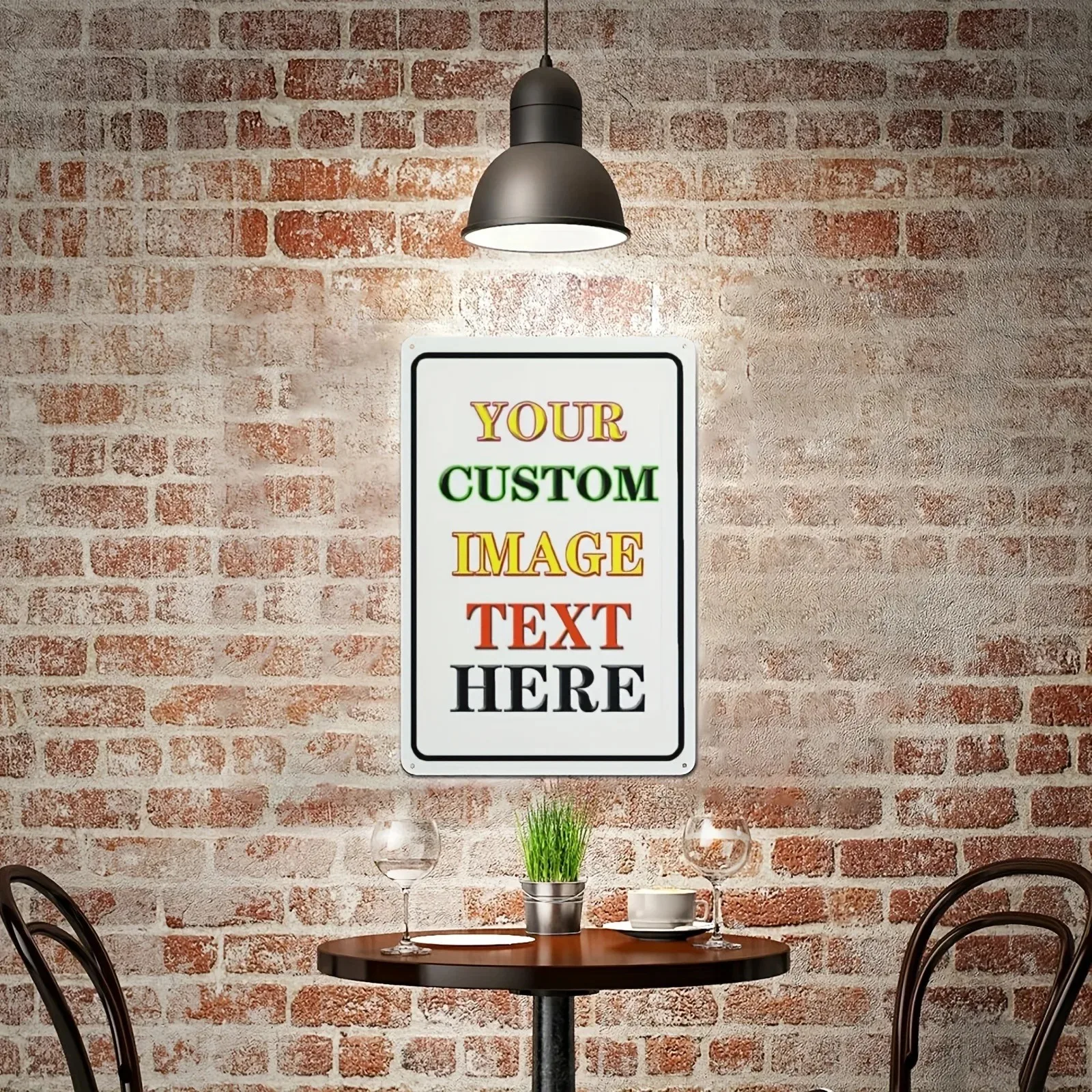 CIFbuy 2D Flat Customizable Metal Sign, Personalized Photo Text Home Cafe Office Wall Art Ornament Gift