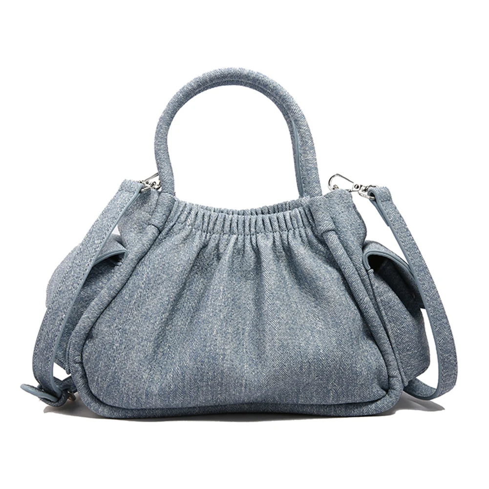 

Women PU Pleated Shoulder Bag Solid Color Casual Top Handle Bag Adjustable Strap Simple Tote Handbag Trendy Commuting Bag