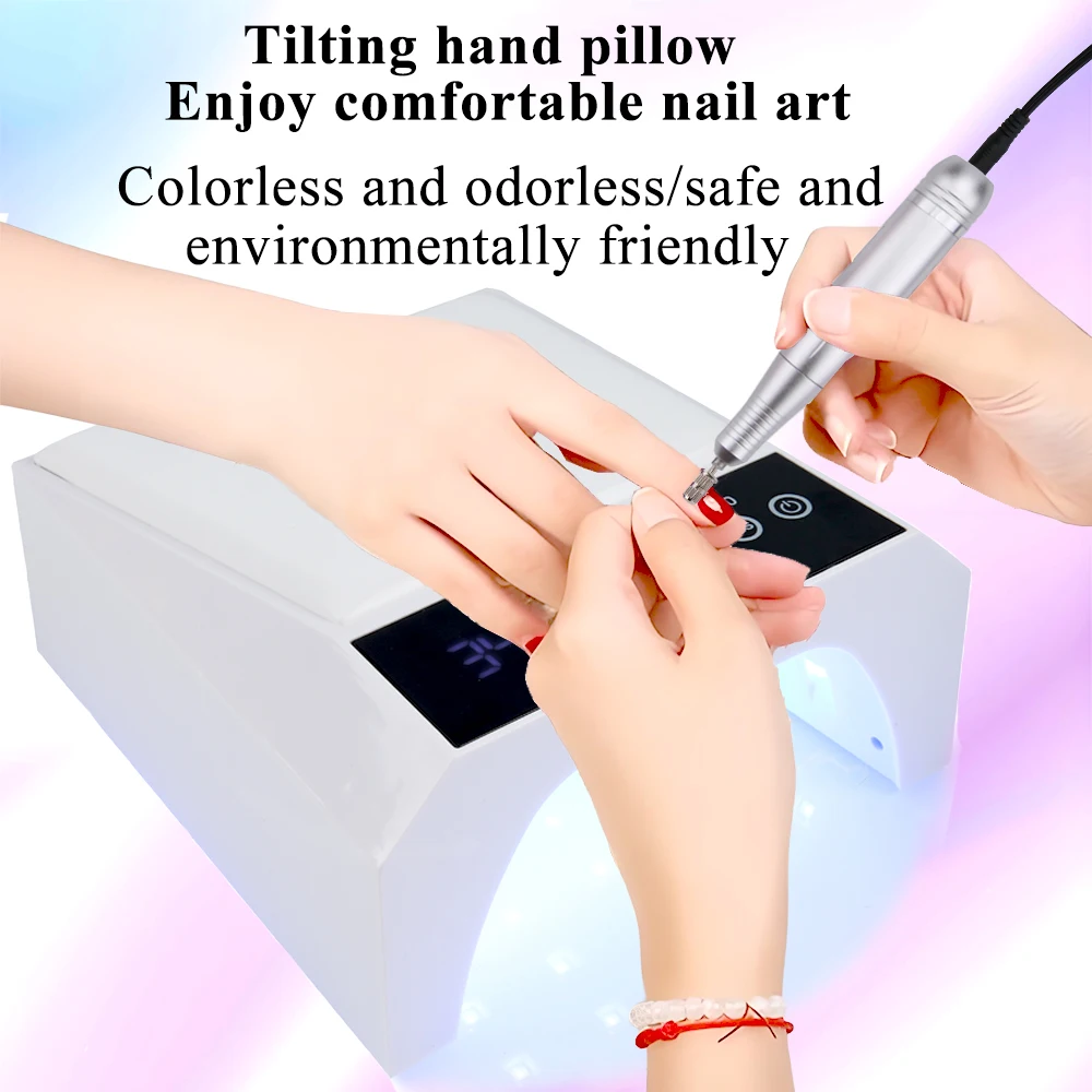 Rechargeable UV LED Nail Lamp 42 LED Gel Polish Nail Dryer with PU Hand Pillow Nail Art Manicure Tools For Home And Salon