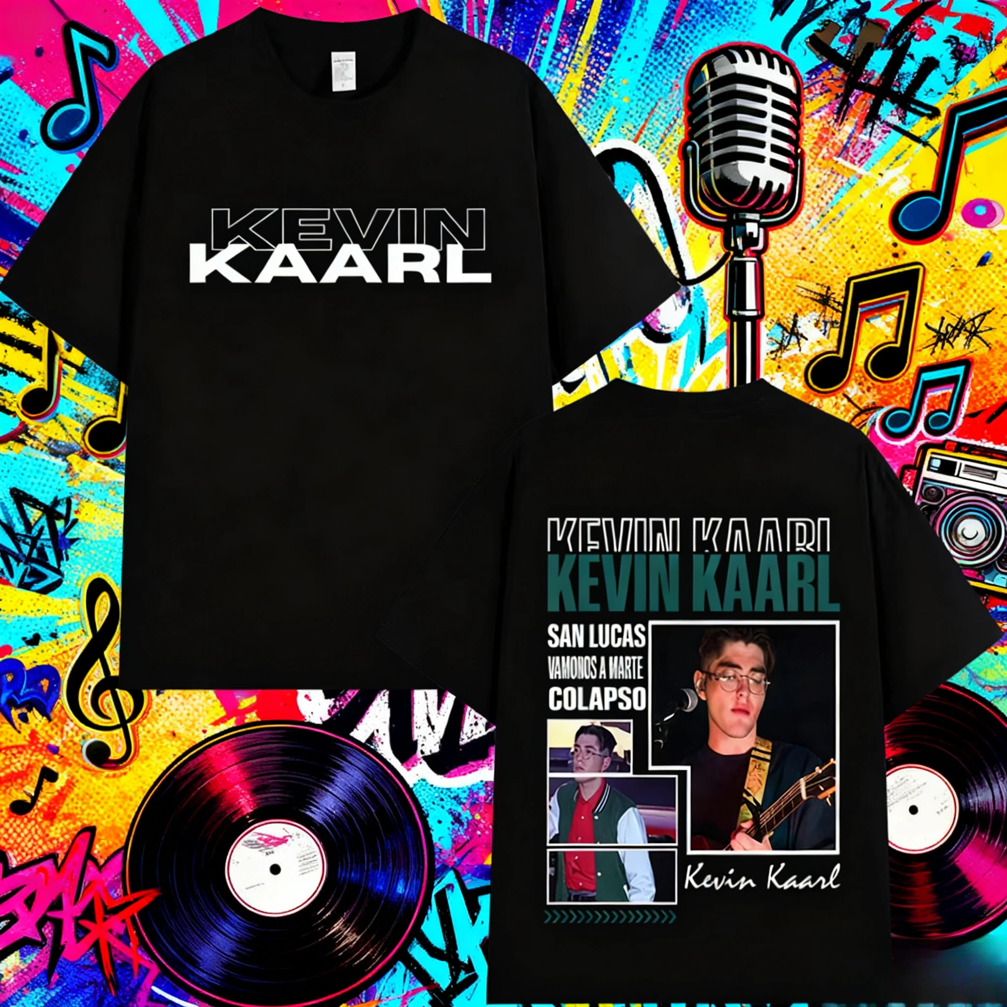 

2025-26 Лето Кевин Карл 2025 Модная двусторонняя футболка с принтом и уличным повседневным принтом, 100% чистый хлопок, свободная повседневная футболка