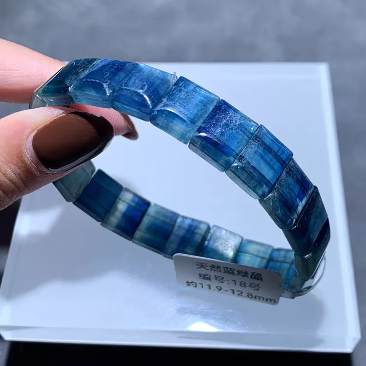 Natural Blue Green Kyanite Rectangle Beads Bracelet Bangle Jewelry Stretch 12x10mm Women Men Kyanite Rectangle Beads AAAAAA
