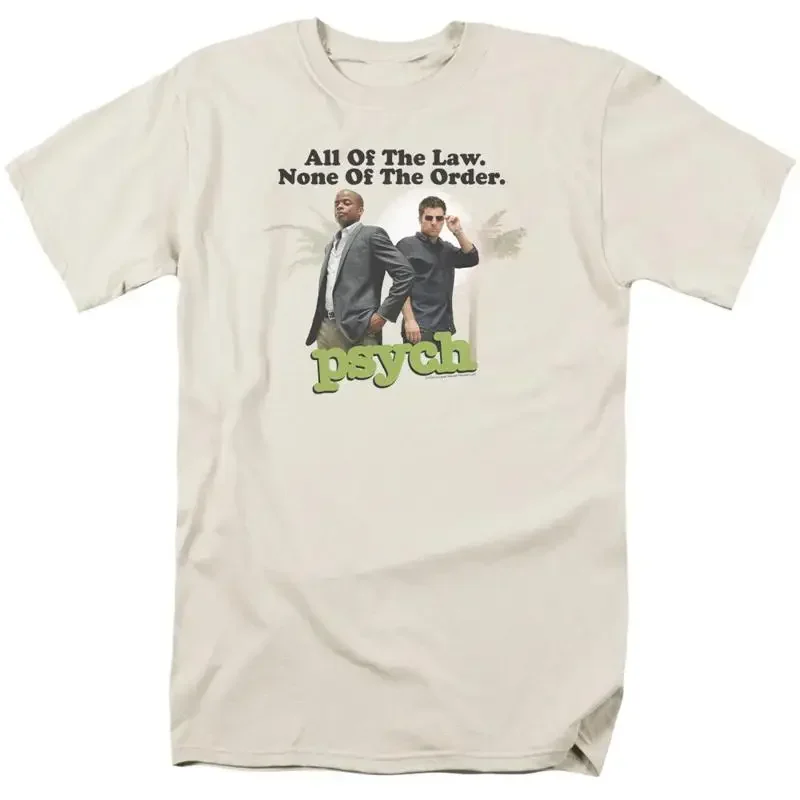 Psych Palm Trees T Shirt Mens Licensed Classic TV Show Gus Shawn Cream