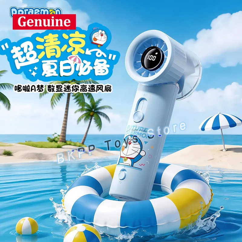 ドラえもん-ハンドヘルドミニファン-デジタルディスプレイ-ポータブル充電式-低騒音冷却ファン-屋外旅行-オフィス-寮