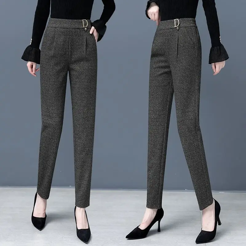 Pantalon en laine pour femme, pantalon carotte amincissant, pantalon taille haute adt, jambe droite, sarouel décontracté, nouveaux articles, automne et hiver 2024