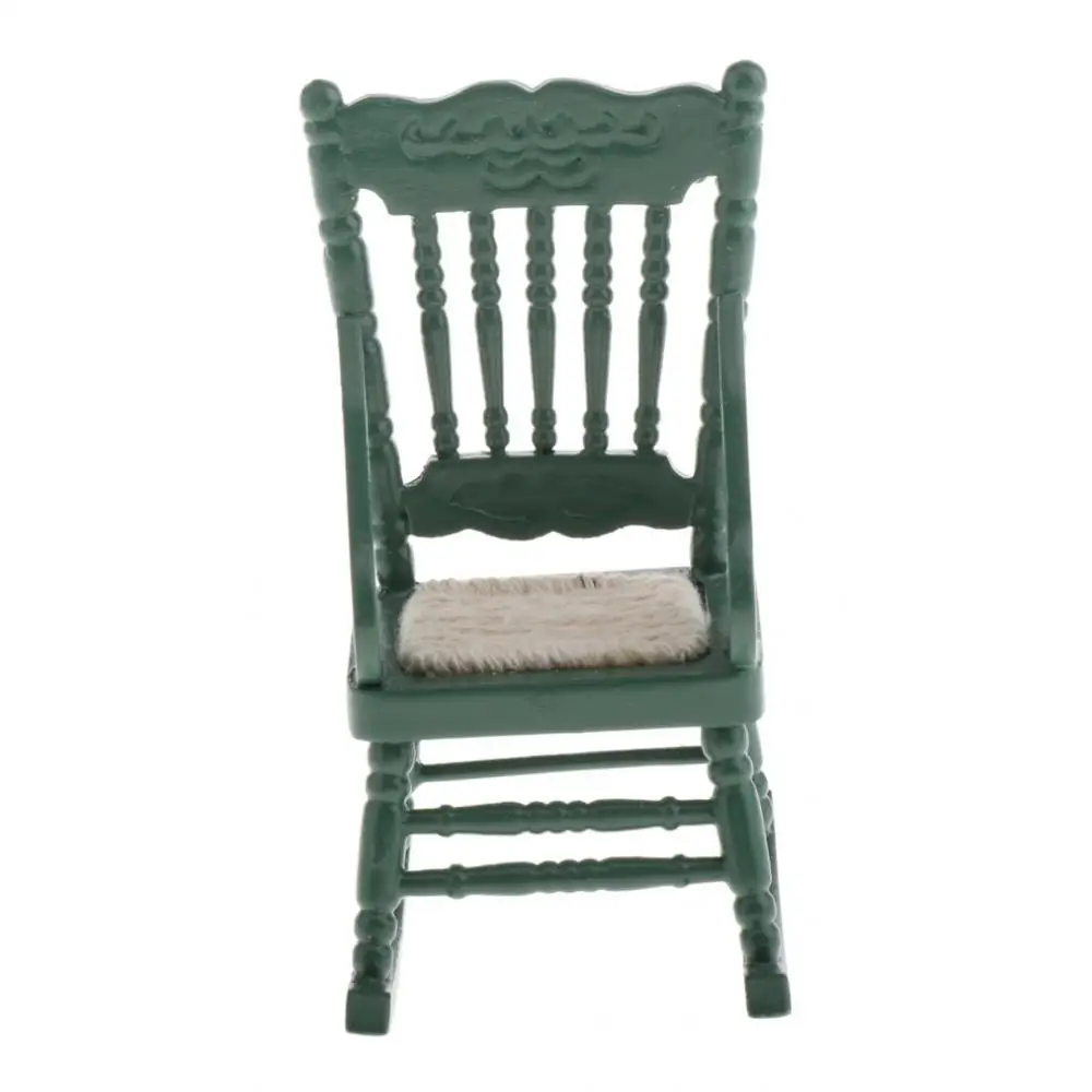 Miniature Wooden Rocking Chair Dollhouse Furniture 1 12 Scale Simulation Room Baby Bouncer for Doll House Accessories
