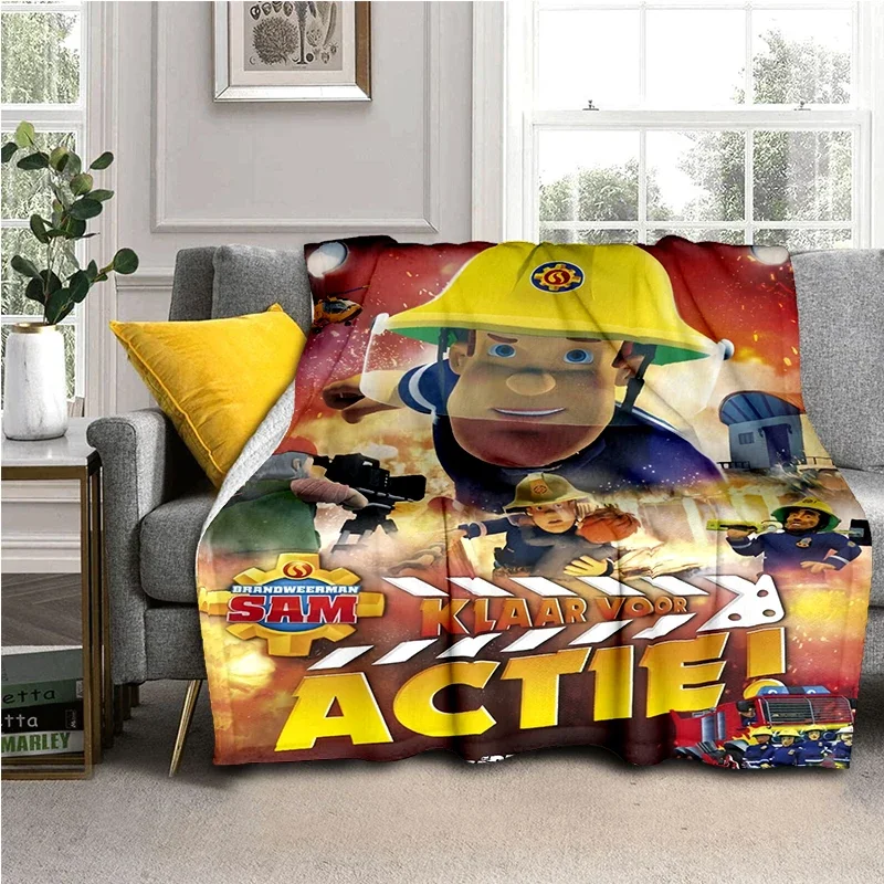 British Classic Anime Fireman Sam Super Soft Throws Blanket,Warm Cozy Blanket for Bed,Sofa,Bedroom,Living Room,Travel,Camping