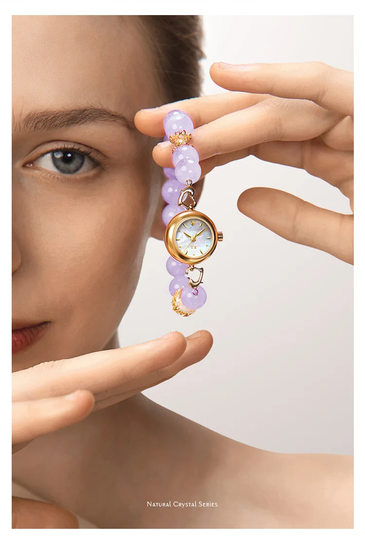 TIMETOKEN 2025 ساعة نسائية عصرية لون دافئ حر شكل كريستال الحد الأدنى تصميم طبيعي متعدد الاستخدامات