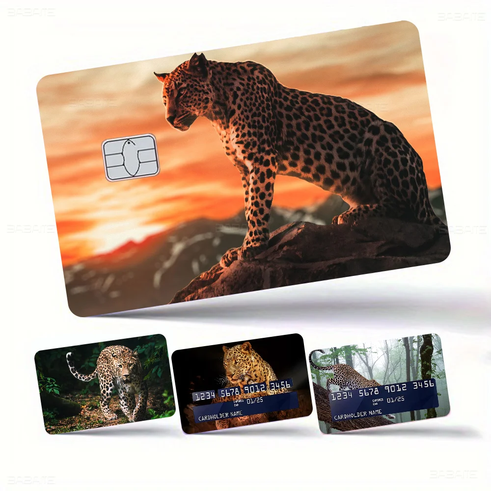 Fierce Animal Leopard Fashion Matte Gold Silver Black Matte Film Skin Sticker Tape For Bank Credit Debit Card