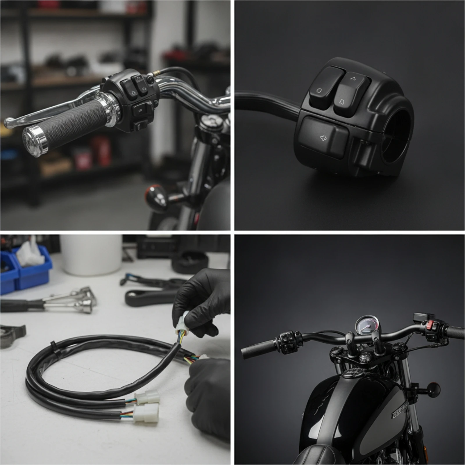 Motorcycle Switch Assembly 25mm Motorcycle Handlebar Switch Handlebar Control Unit Multi-Function Easy to Install