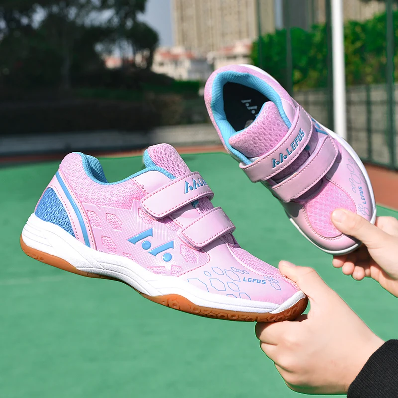 Tênis profissional de treinamento de badminton para meninos e meninas, tênis de voleibol rosa e azul, na moda, L1086, novo