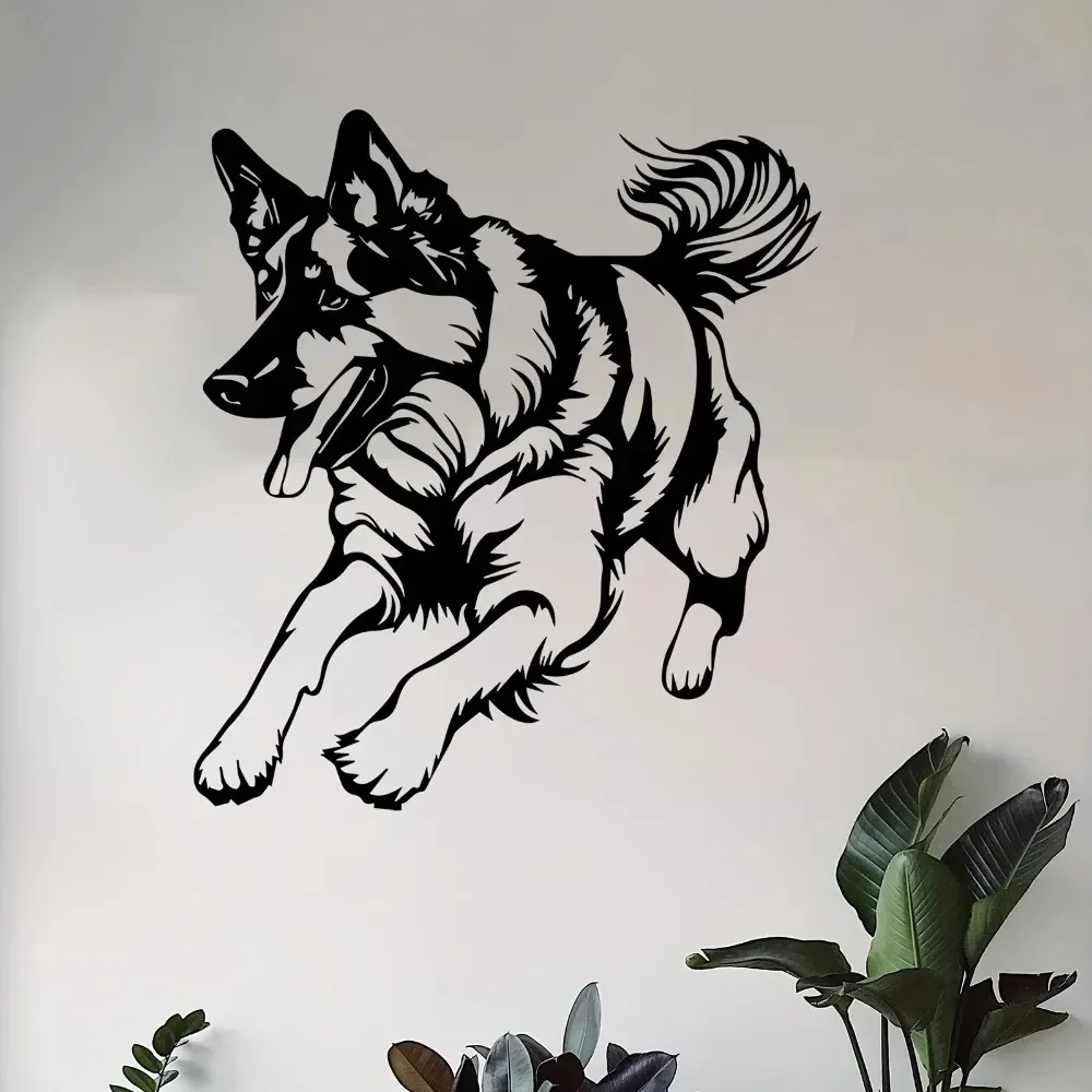 German Shepherd Iron Wall Art Realistic Dog Metal Sculpture Weatherproof Living Room Garden Fence Rustproof Decor Gift Ornament