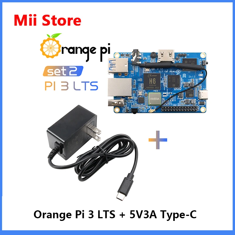 Orange Pi 3 LTS 2G8G+5V3A US Type-C Power Supply, with HDMI+WIFI+BT5.0,Open Source Board,Run Android 9.0/ Ubuntu/ Debian OS