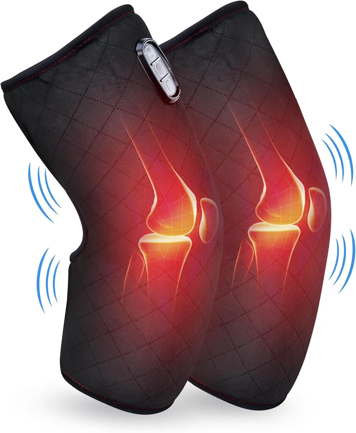 

Heated Knee Massager for Pain Relief with Vibration, Knee Heating Pad Pair, Leg Massager for Men Women, Adjustable Knee Warmers, FSA HSA Eligible