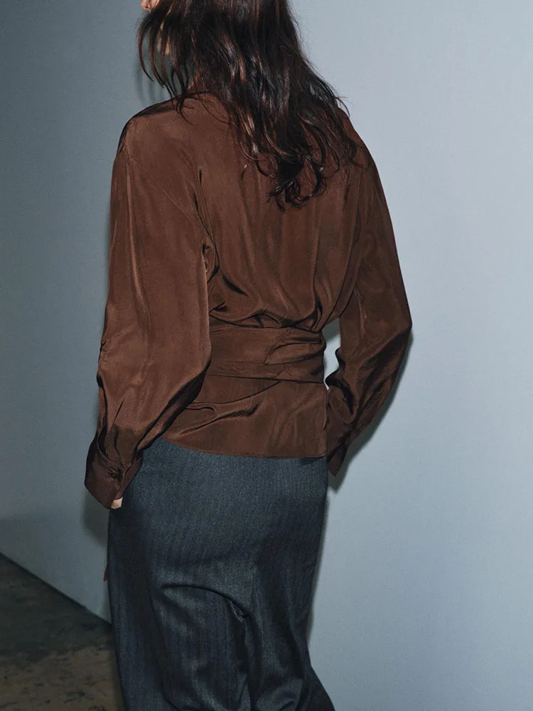 

Новинка! Модный женский плиссированный двубортный топ с длинными рукавами. Зима 2025. Элегантная универсальная блузка в китайском стиле.