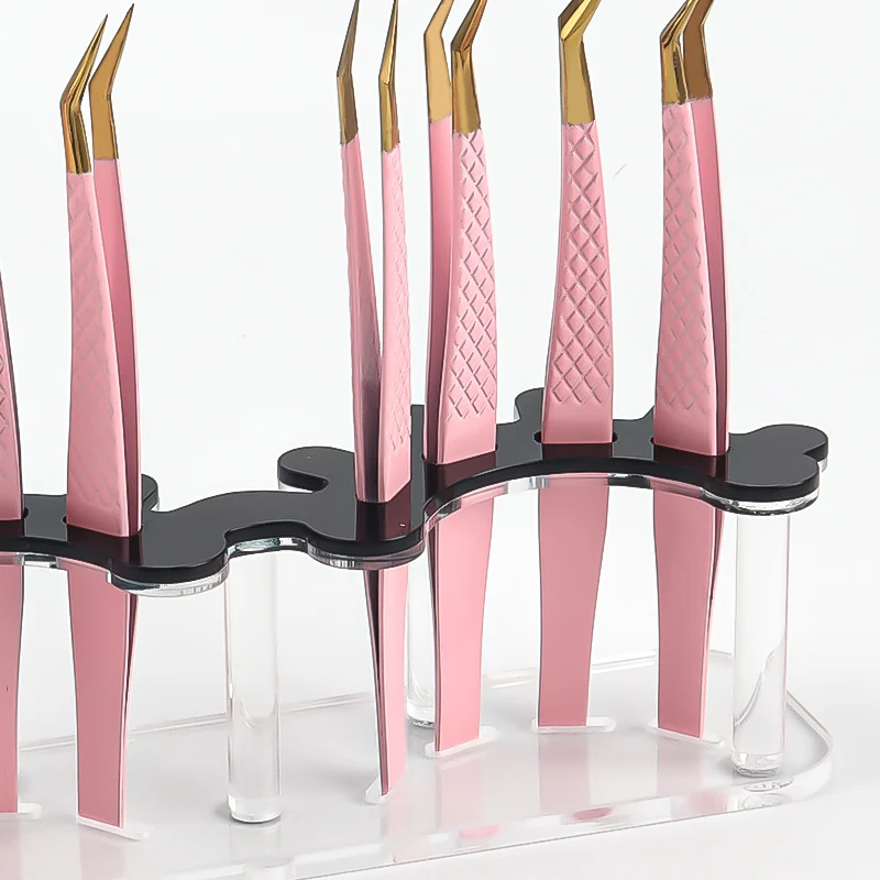 Soporte para pinzas de pestañas acrílicas, estante de almacenamiento para pinzas con 8 agujeros, organizador, extensión de pestañas, herramientas de maquillaje para tatuaje de uñas
