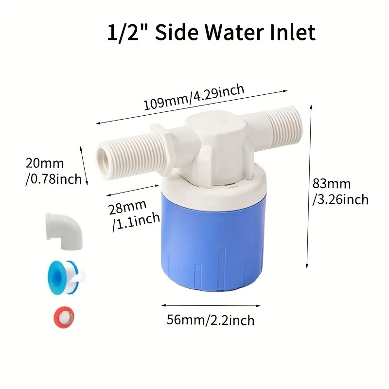 Katup Apung Mini Penutup Otomatis 1/2” Tidak Memerlukan Daya, Pengontrol Ketinggian Air Otomatis untuk Tangki Air dan Menara Air