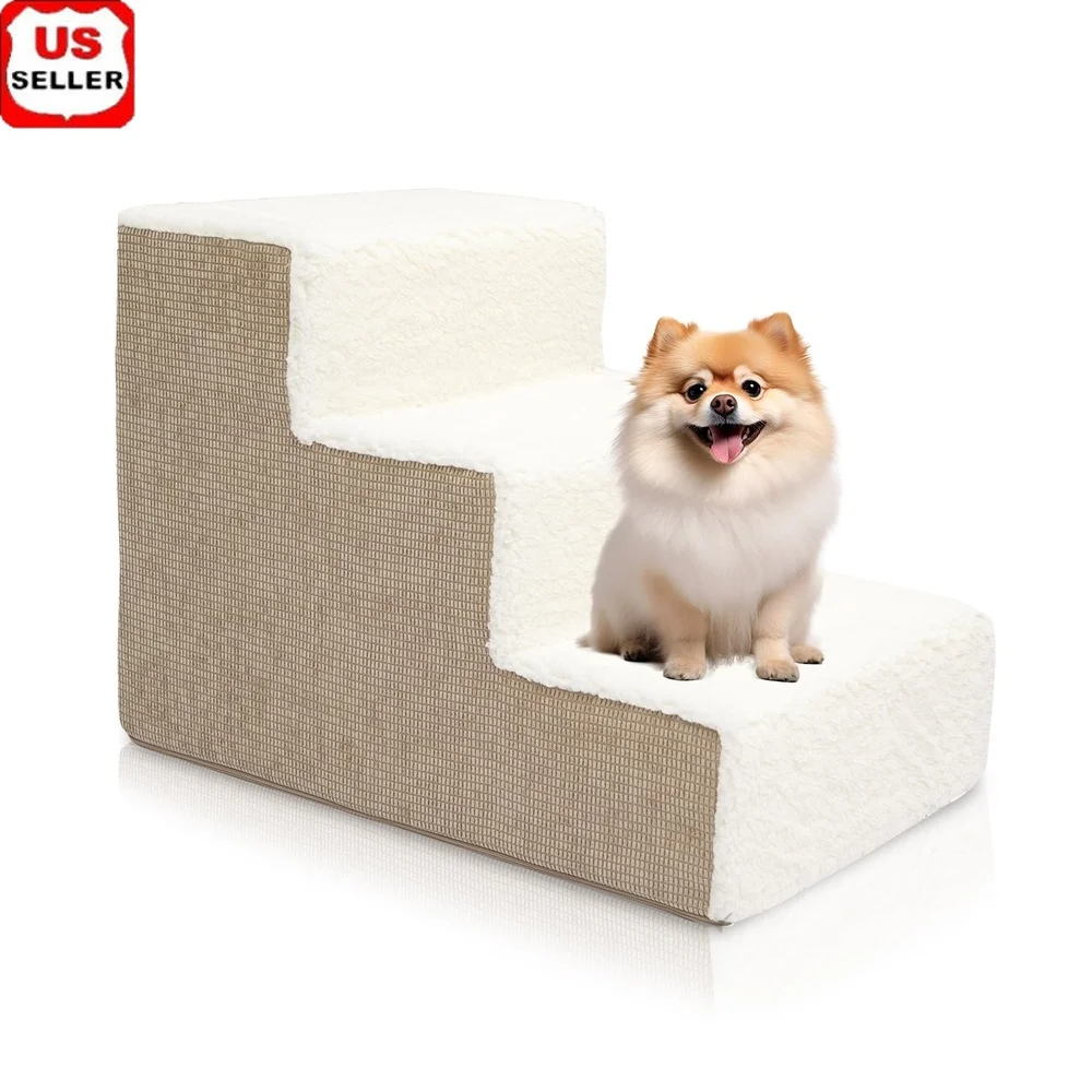 

High Density Foam Pet Stairs with Removable Washable Cover Non-Skid Bottom Lightweight Easy Access Dogs Cats Up to 50 lbs
