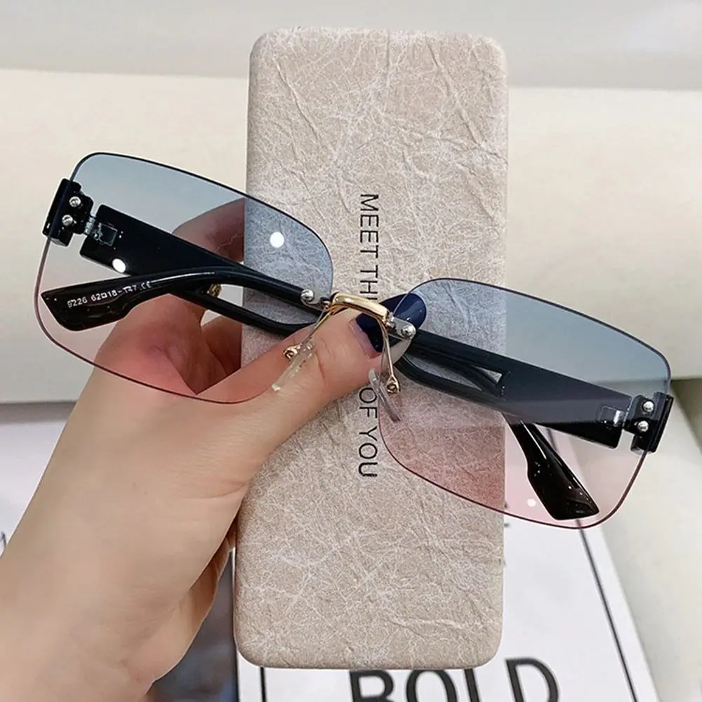 

Vintage Rimless Sunglasses Frameless Shades Rectangular Sun Glasses Summer Beach Eyeglasses UV400 Gradient Lenses Eyewear