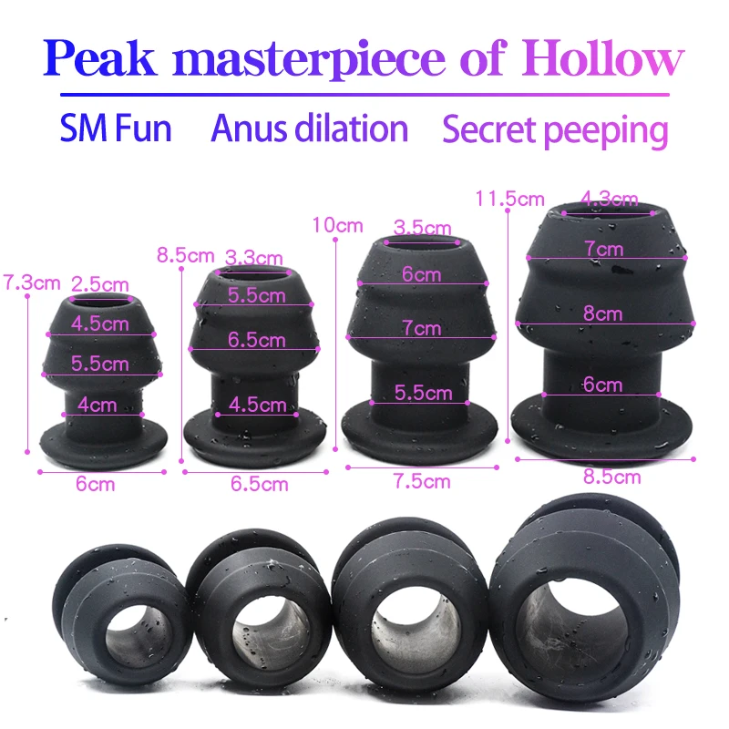 Hollow Anal Expander Huge Dildo Butt Plug Vaginal Speculum Male Treatment Massager Cleaning Enema Gay Anal Sex Toy With Stopper