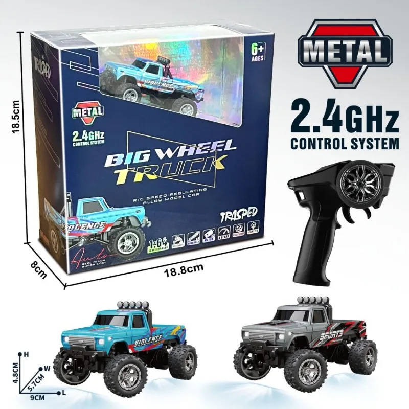 1:64 Mini Off-Road Gun Type Rc Remote Control Car Alloy Shock-Absorbing Climbing Car Children'S Desktop Competition Toy Car Gift