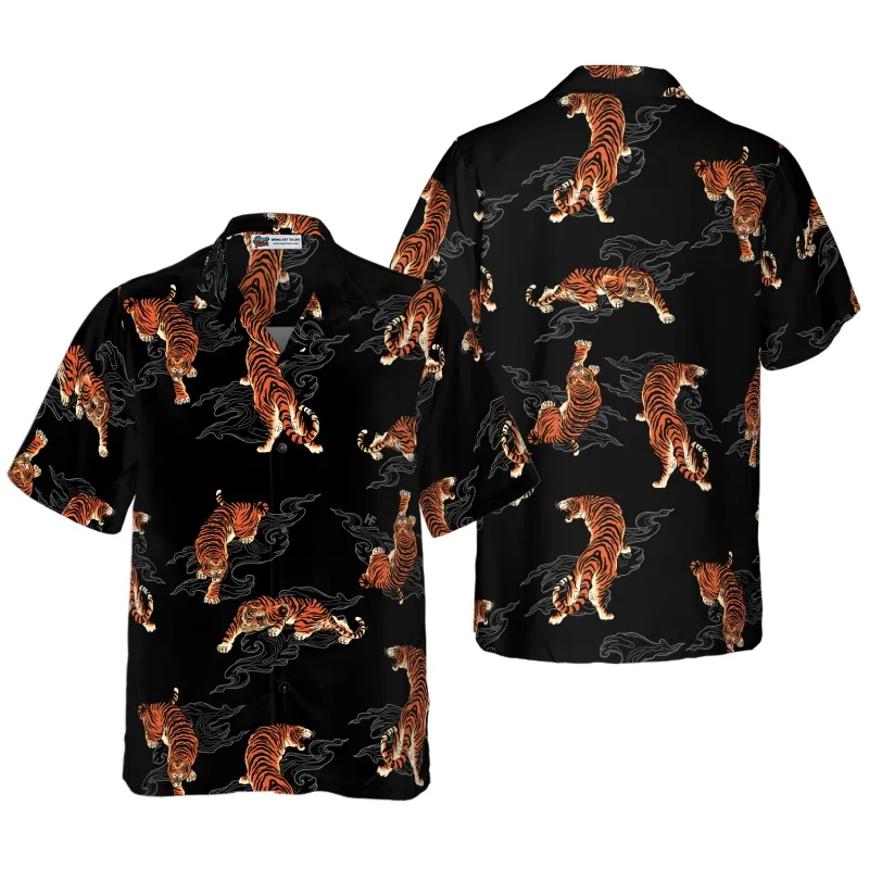 3D Print Animal Tiger Graphic Hawaiian Shirt Blouse Short Sleeve Casual Button Beach Shirts For Men New In Party Aloha Shirts