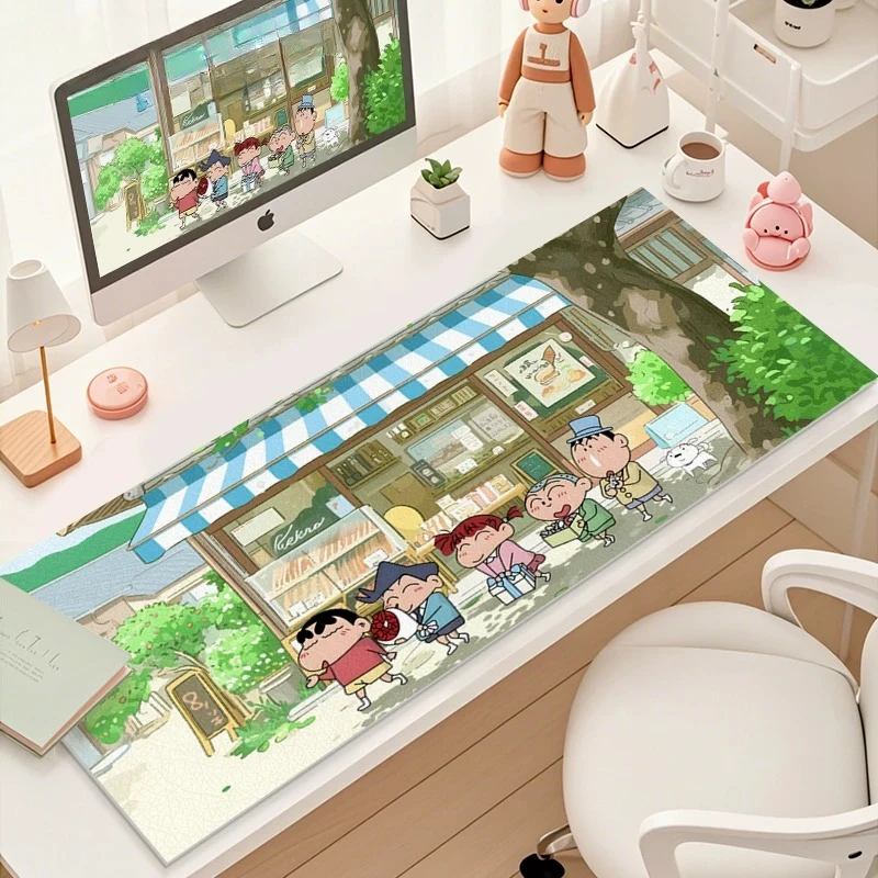 High Definition Printing Anime Crayon Shin-Chan Leather Mouse Pad Oversized Cartoon Boys Cute Desk Non-slip Mouse Keyboard Pad