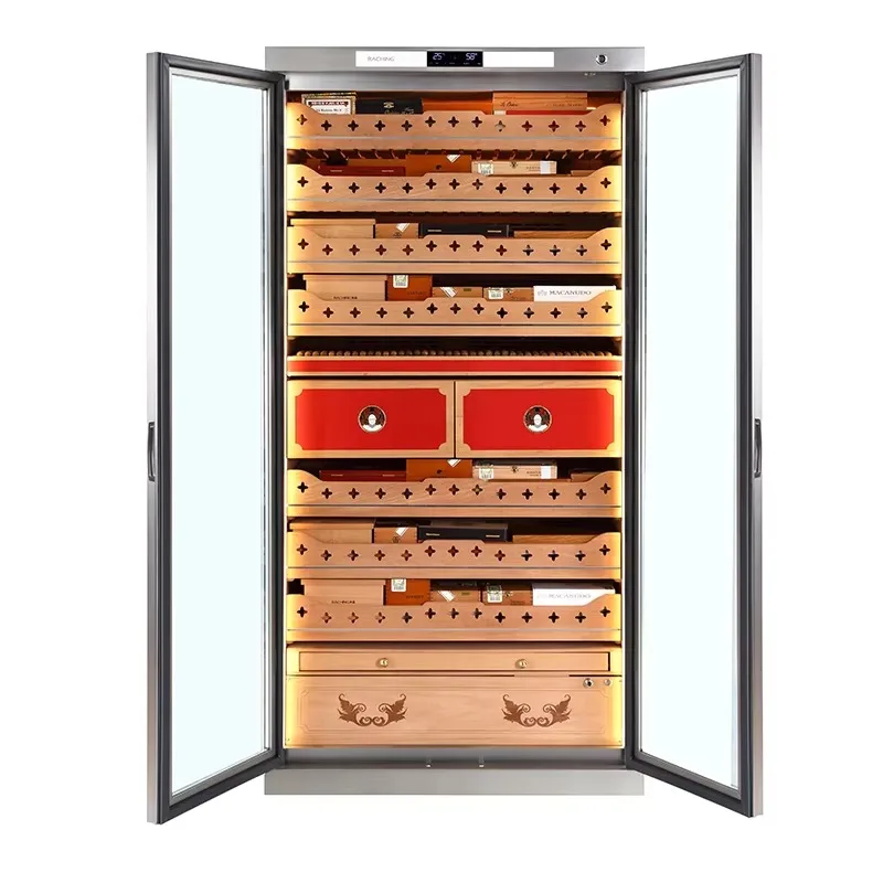Double Door Stainless Steel Cigar Humidor | Factory Direct, Anti-Fingerprint, Climate-Controlled Cabinet