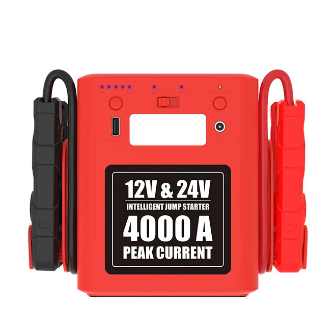 New Intelligent Jump starter in auto 12V/24V truck heavy booster jumpstarter for heavy duty battery 4000A