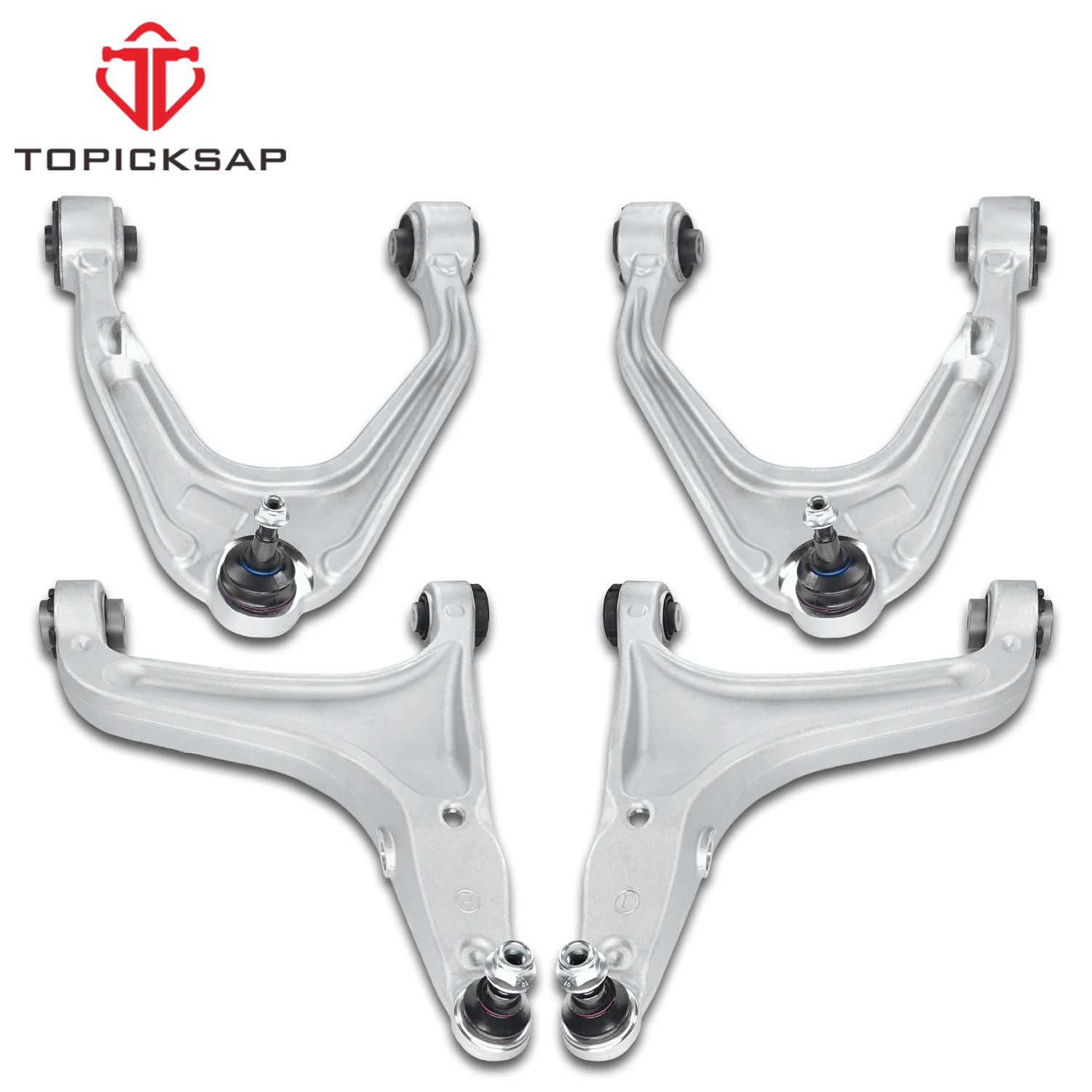 TOPICKSAP 4Pcs Front Upper Lower Control Arm Assembly Kit for Maserati Ghibli Quattroporte M156 M157 2014- 2019 2020 2021 2022
