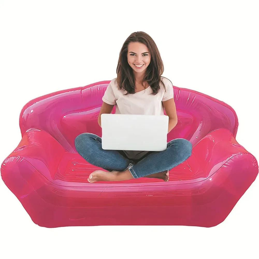 Sofá inflável transparente em pvc, cadeira portátil para festa, sala de estar, piscina, sofá inflável preguiçoso, móveis para acampamento ao ar livre