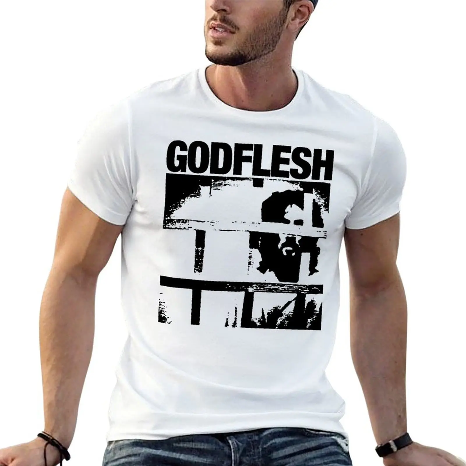 

Godflesh - Prison Tour T-Shirt cotton tshirt 100% t shirts for man pack white T-Shirt