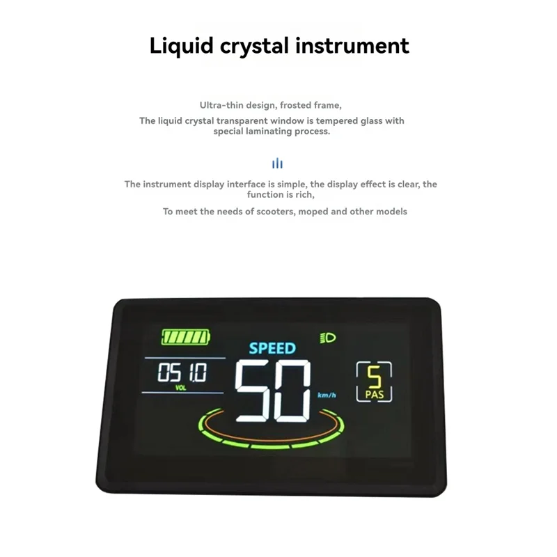 H6C-SM Meteran Sepeda Listrik LCD Tampilan Layar Warna-warni 24V-60V Panel Kontrol Skuter Listrik Tampilan LCD Daya Kecepatan