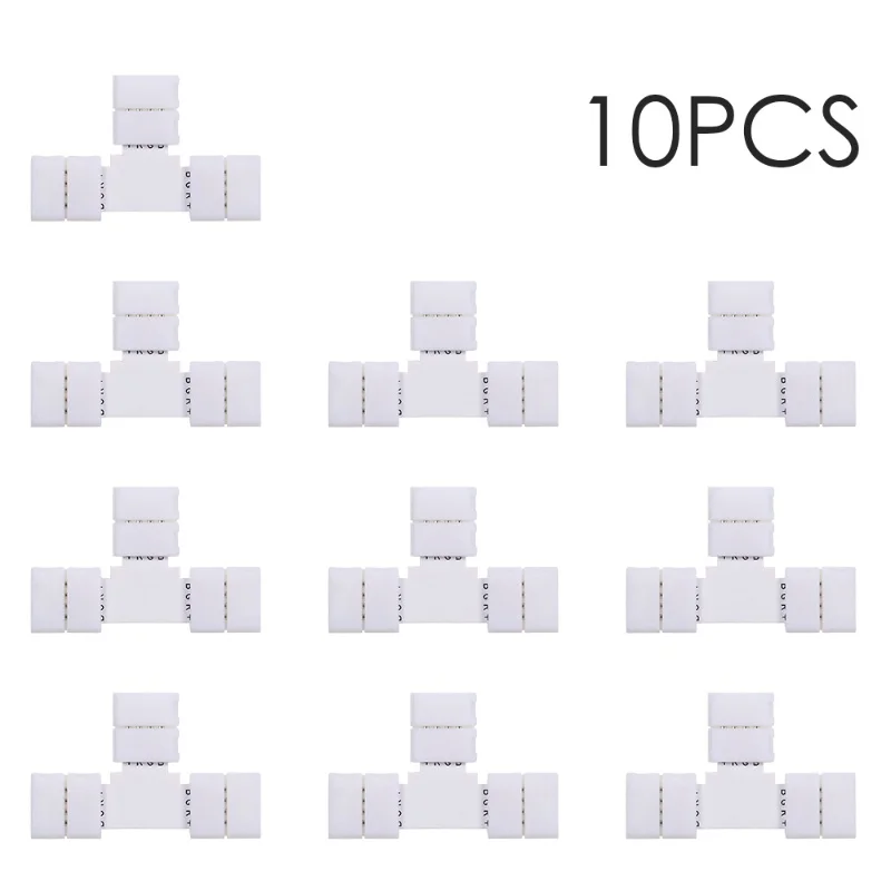 L Shape 4 Pins RGB LED Strip Connector Quick Splitter 10 Pack White