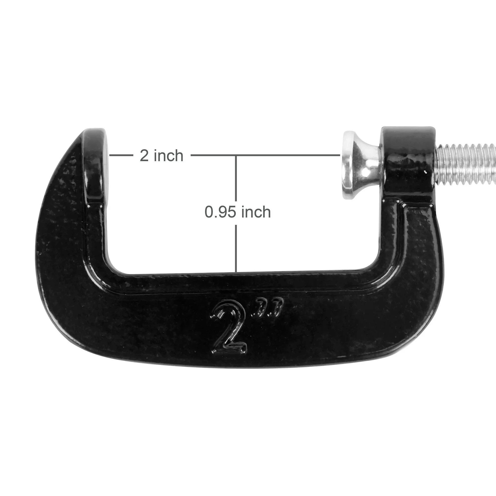 (4 pack) Hyper Tough 2 inch C-Clamp, Cast Iron Construction